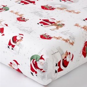 Pottery Barn Heritage Santa organic crib fitted sheet
